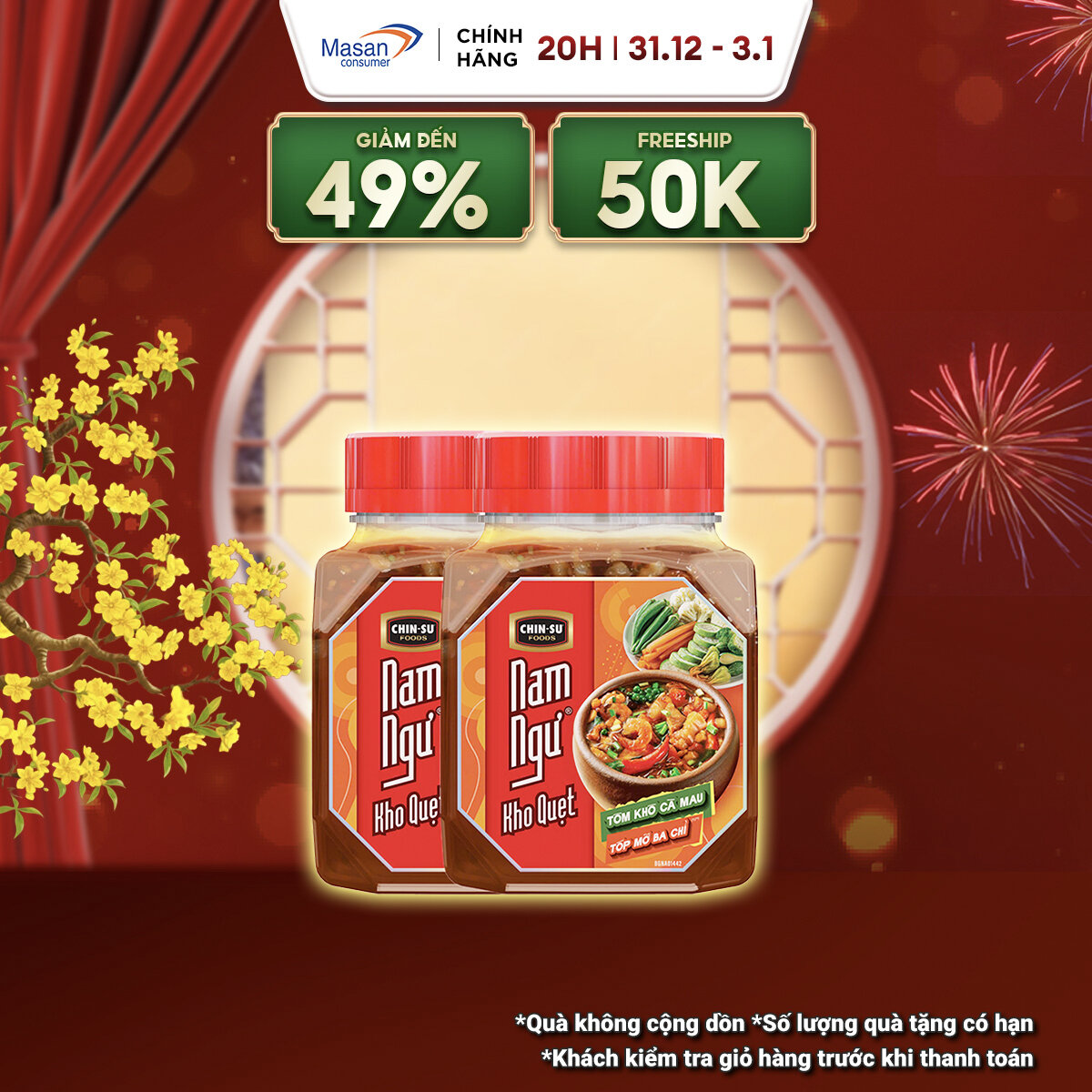 15.12-29.12 Voucher 18% CHO ĐƠN TỪ 199K Combo 2 Kho Quẹt Nam Ngư Tôm Khô Cà Mau Tóp Mỡ Ba Chỉ 200gr