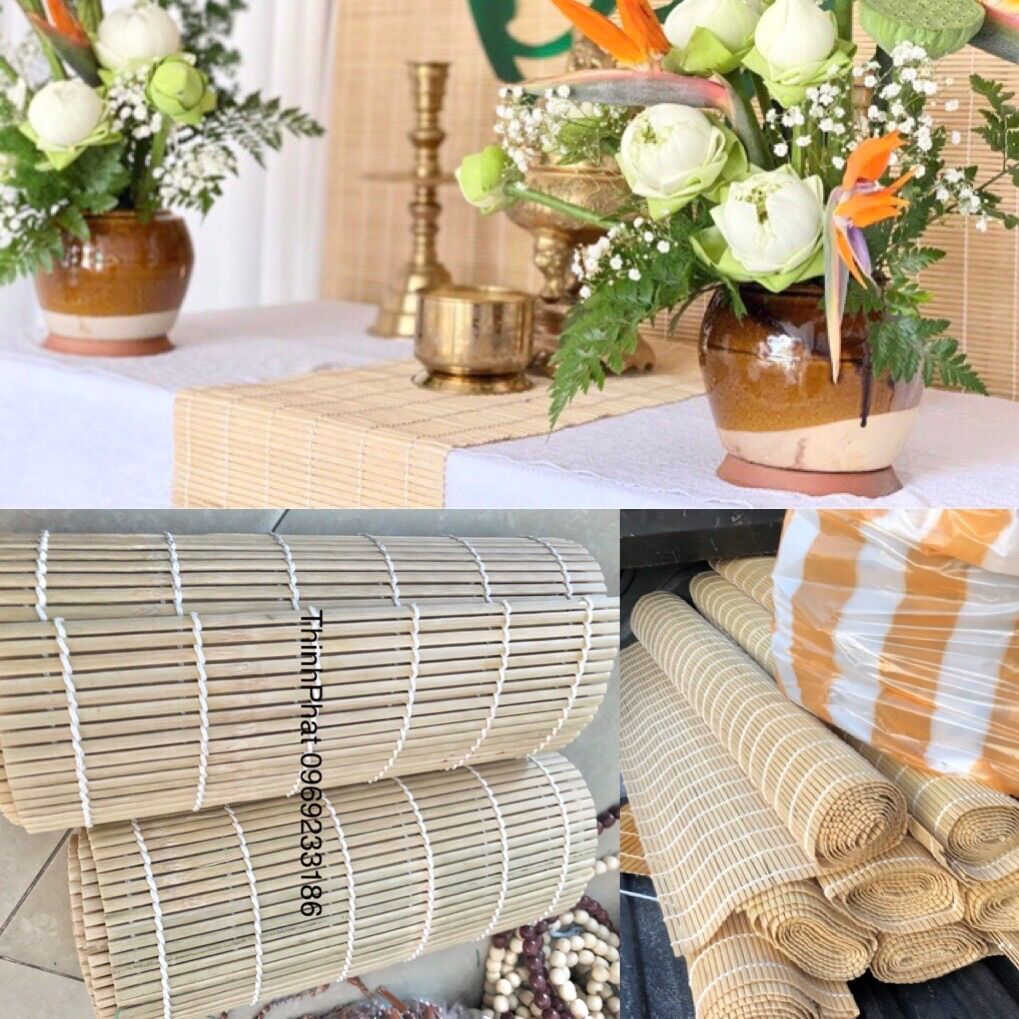 Set Mành trúc tre nan 5li trang trí đám cưới, mành tre trải bàn trà, mành tre lót trà. Mành tre trúc trang trí chữ hỷ, phông cưới.