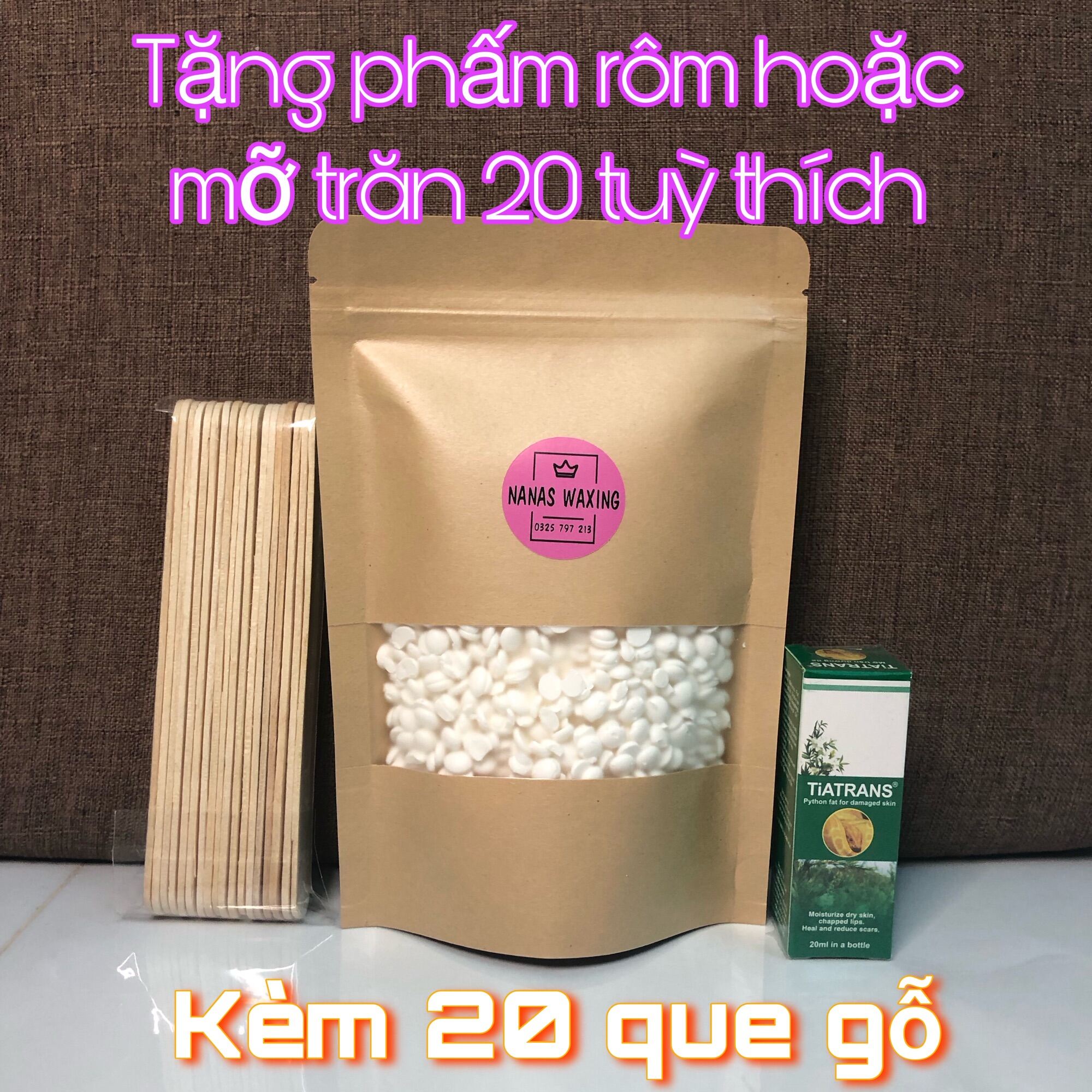 Sáp wax lông sữa dừa sỉ 500g 1kg ( tặng kèm 20 que )