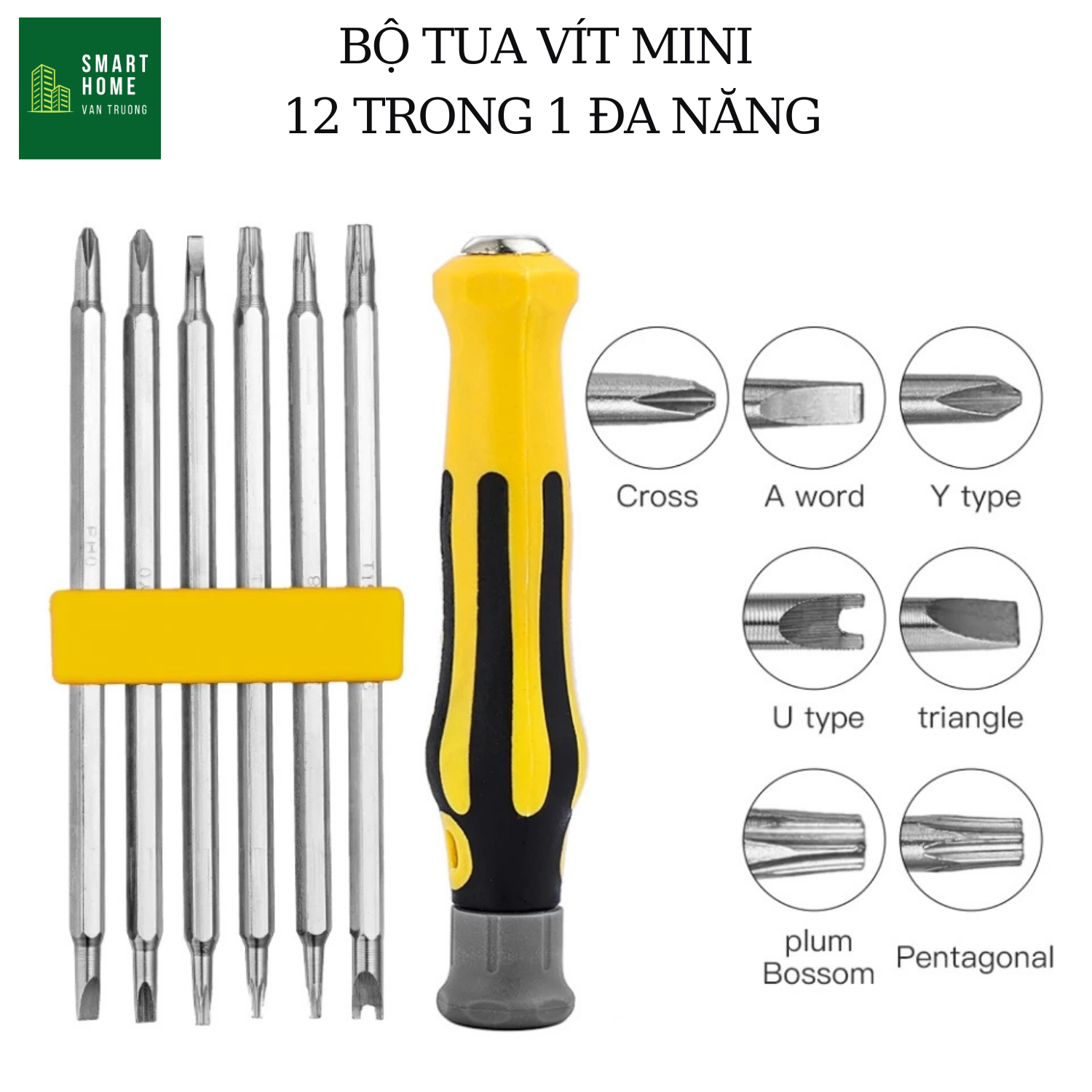 Tua vít mini đa năng 12 trong 1 mở được các loại ốc vít