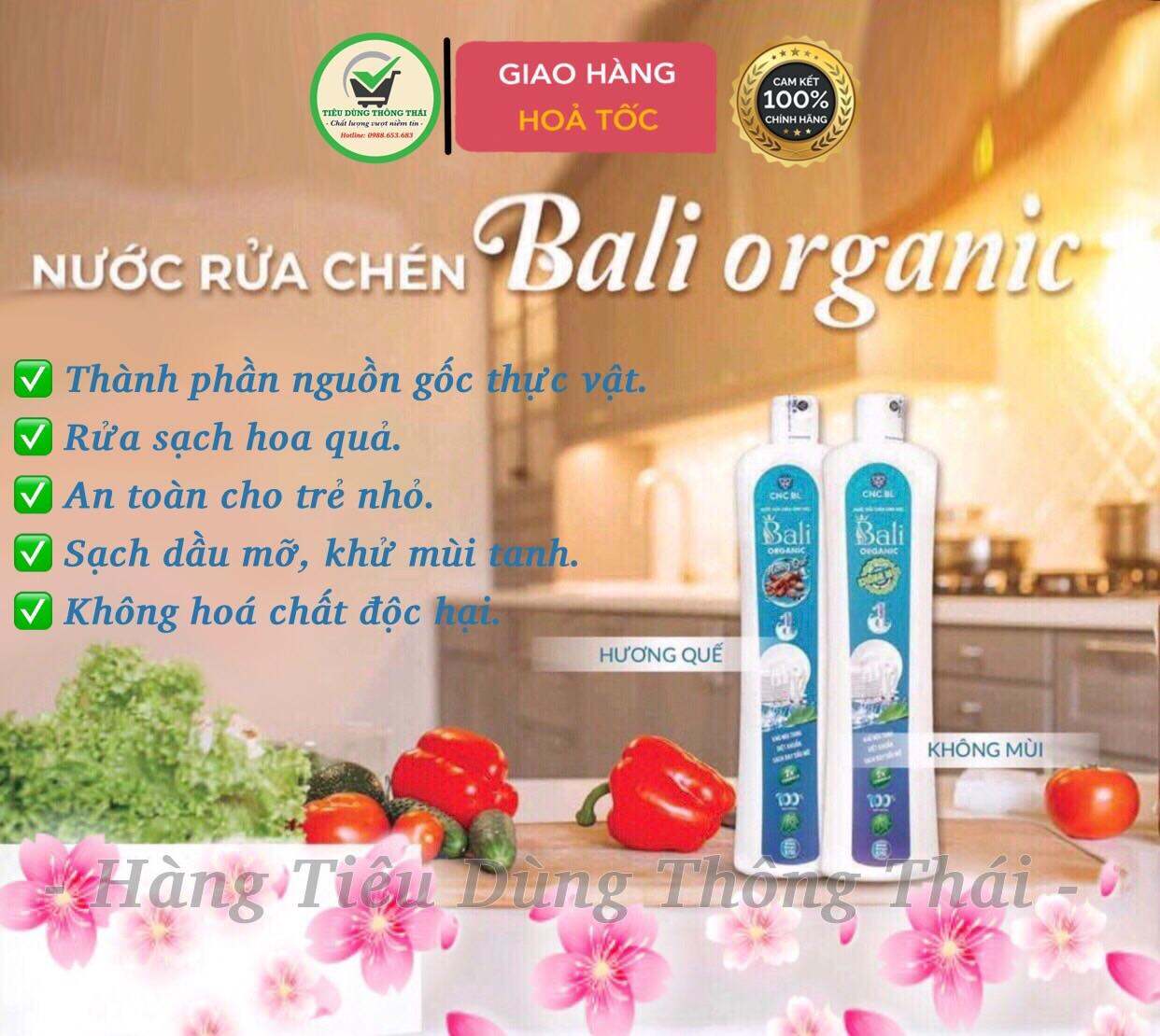 NƯỚC RỬA CHÉN BALI ORGANIC (675gr)- KHÔNG MÙI. Rửa sạch hoa quả, khử mùi tanh, an toàn cho trẻ nhỏ