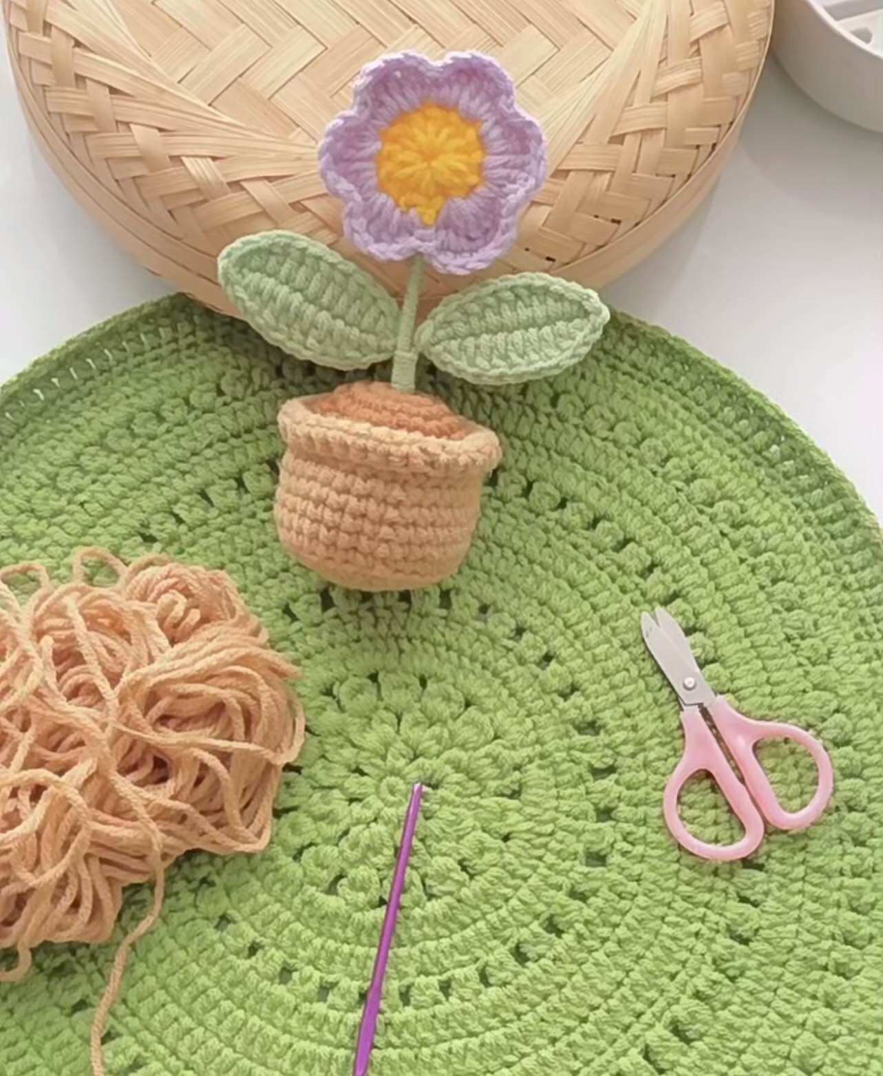 Chậu hoa len mini hanmade