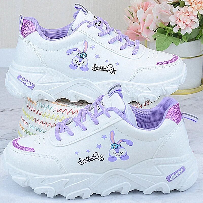 Giày Thể Thao Trẻ Em Giày Chạy Bộ Mặt Da Star Dello Mẫu Mới Mùa Xuân 2022 Giày Chunky Sneaker Học Sinh Nữ Giày Lưới Thoáng Khí