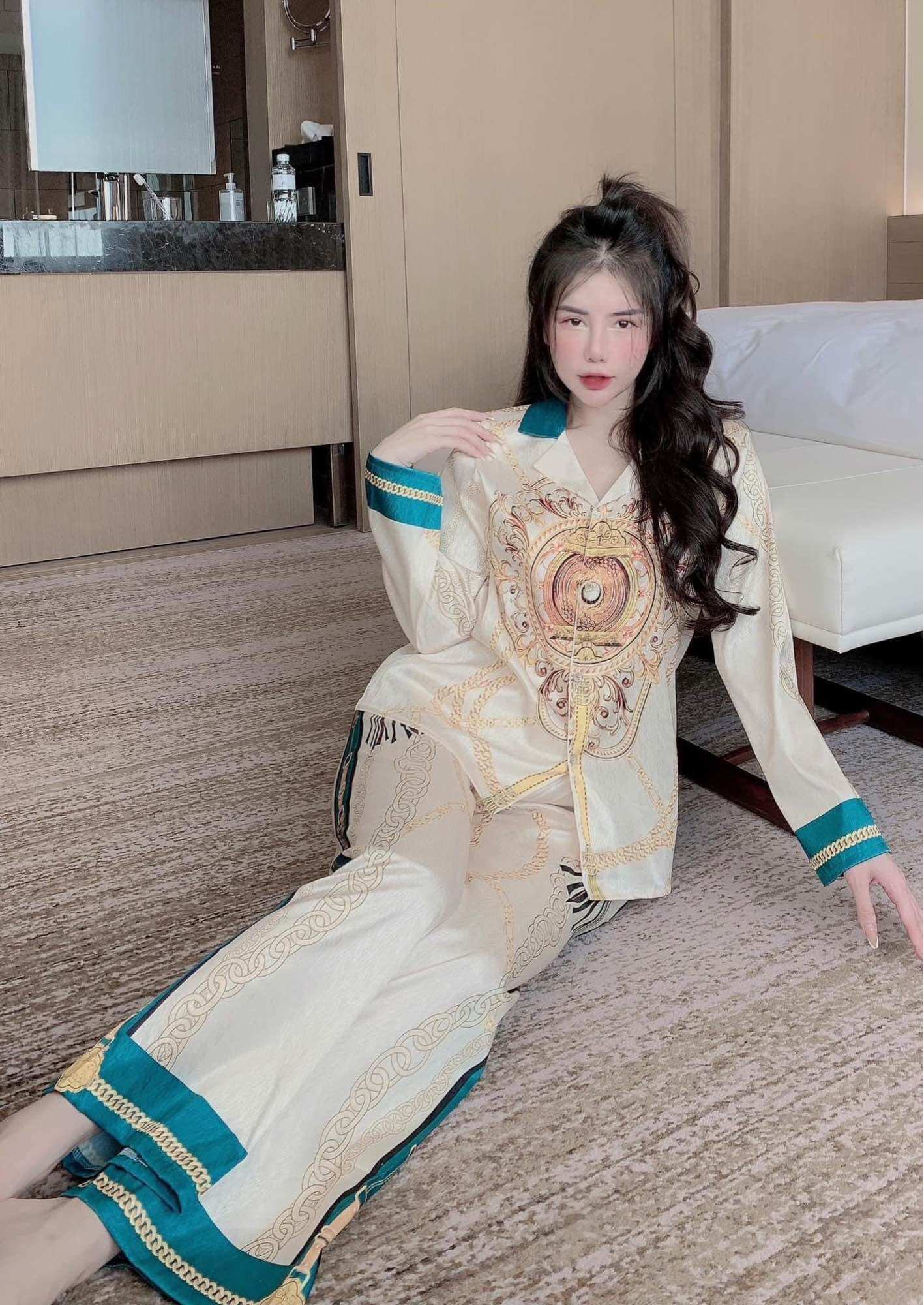 [LỤA XƯỚC] Đồ Bộ Pijama Nữ VS Vàng Xanh Lụa Xước Thiết Kế