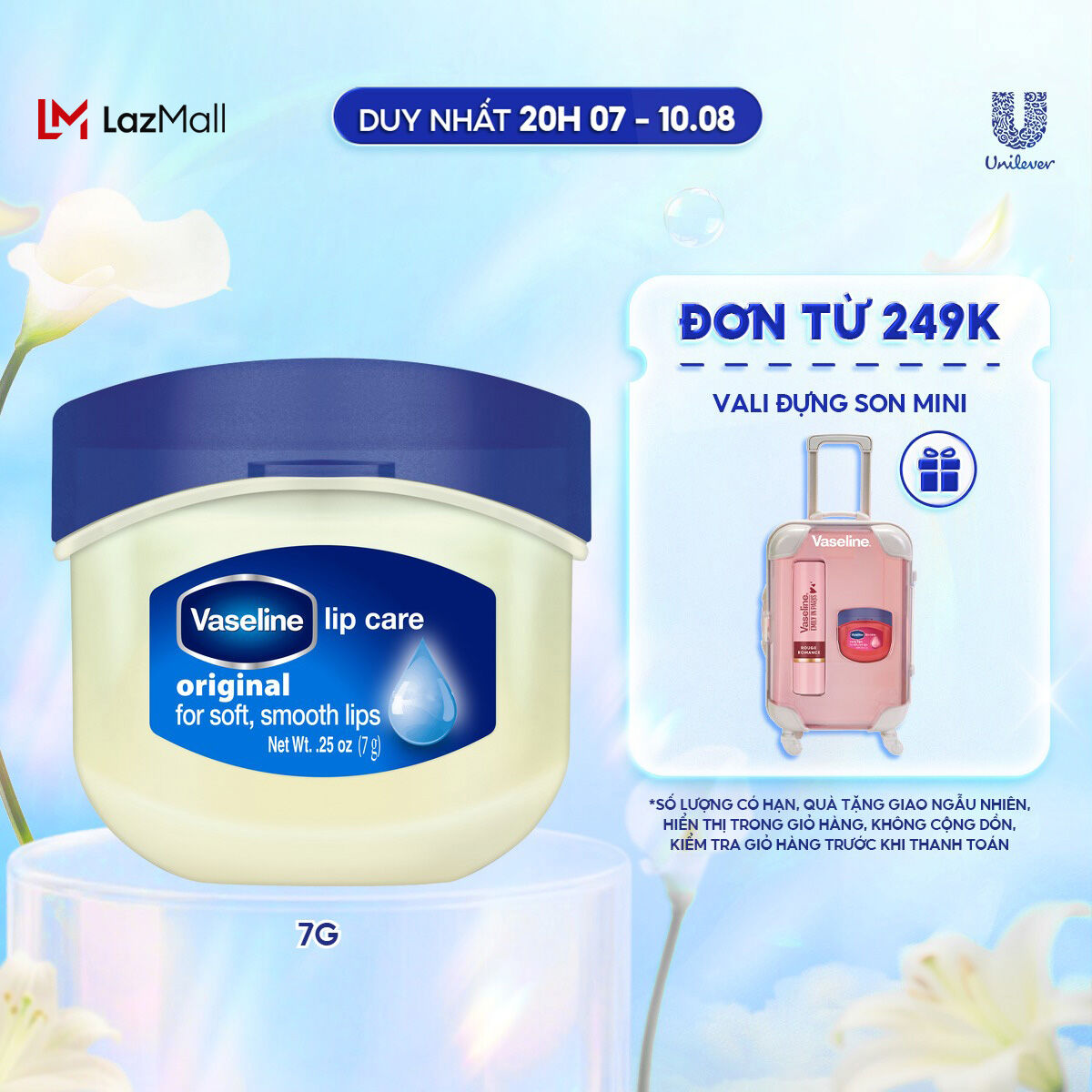 Sáp dưỡng môi Vaseline Mềm Mịn 7g