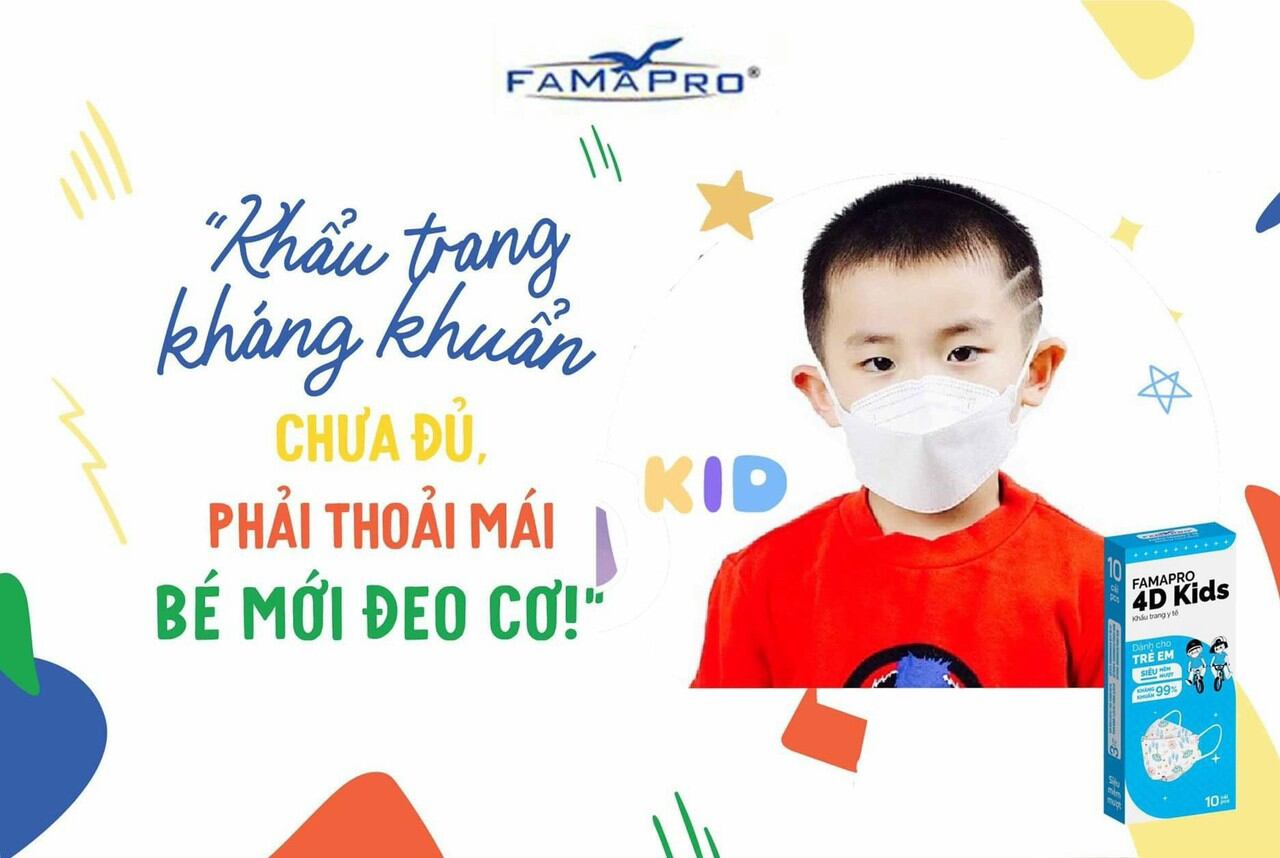 [Hộp 10] Khẩu trang KF94 trẻ em Famapro/ TITAN màu trắng cao cấp Nam Anh