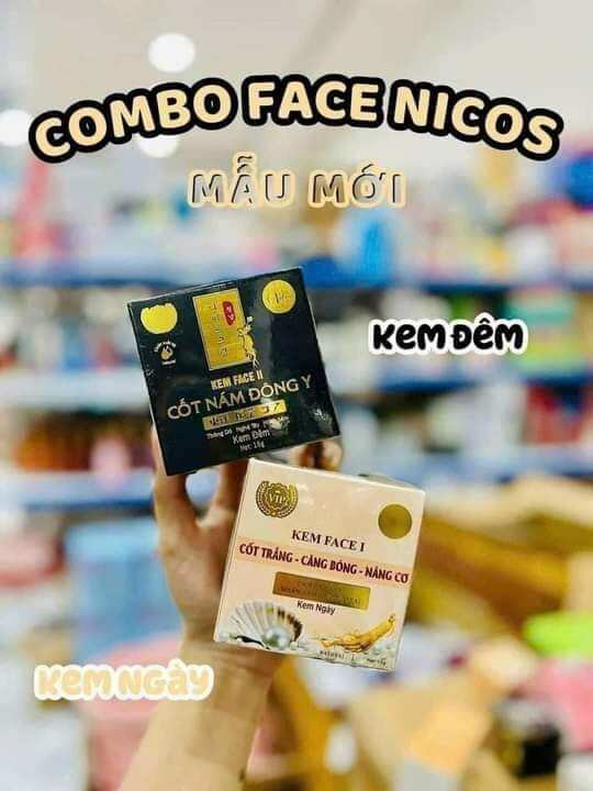 Combo cốt nám face nicos chính hãng
 𝗞𝗲𝗺 𝗳𝗮𝗰𝗲 𝗡𝗶𝗰𝗼𝘀 cốt trắng ban ngày căng bóng, nâng cơ, chống nắng 𝗰𝗵𝗶́𝗻𝗵 𝗵𝗮̃𝗻𝗴 - 𝗡𝗜𝗖𝗢𝗦
🔥🔥 𝗞𝗲𝗺 𝗳𝗮𝗰𝗲 𝗡𝗶𝗰𝗼𝘀 cốt nám ban đêm trị nám, trị tàn nhang, dưỡng trắng hồng 𝗰𝗵𝗶́𝗻𝗵 𝗵