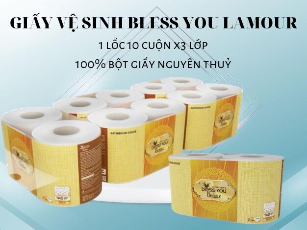 Giấy vệ sinh Bless you L'amour x3 lớp bathroom tissue 1 lốc 10 cuộn