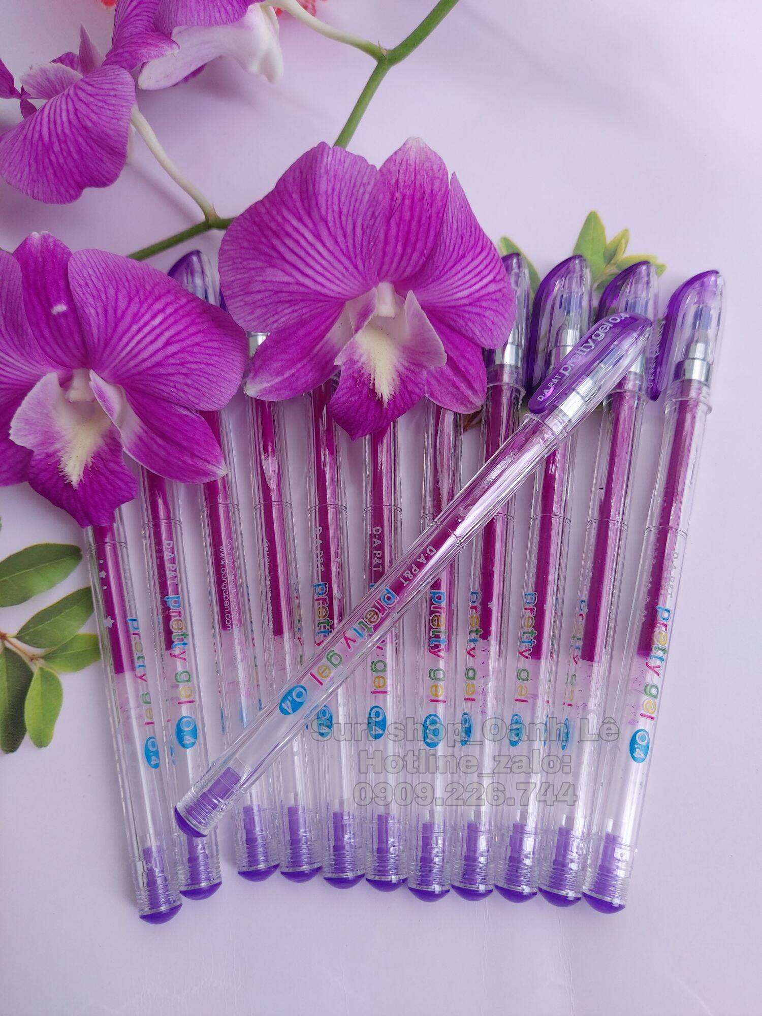 Hộp 12 cây bút gel mực tím Pretty Gel D.A P&T Hàn Quốc phù hợp cho học sinh tiểu học