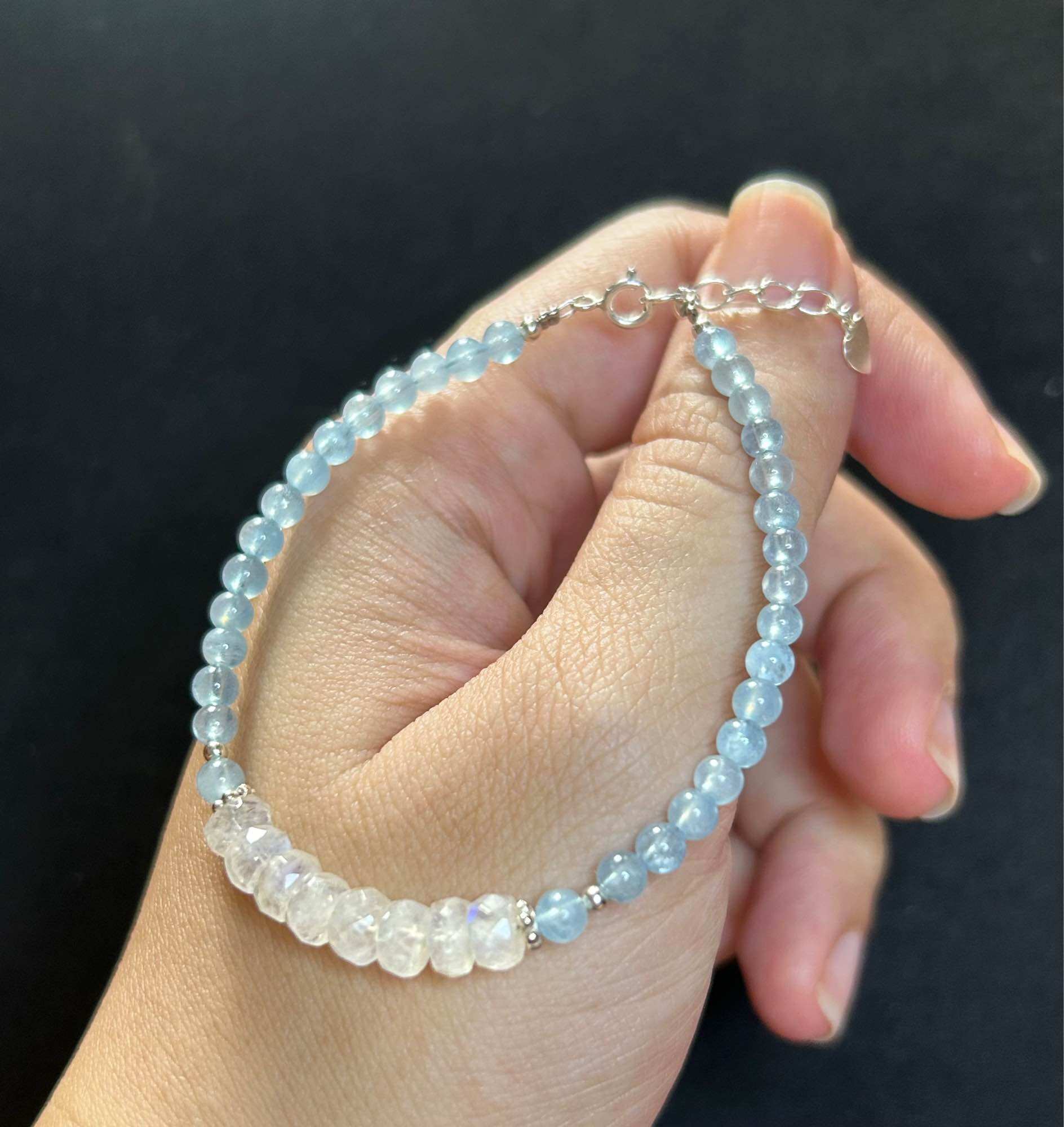 Vòng tay Aquamarine mix Moonstone