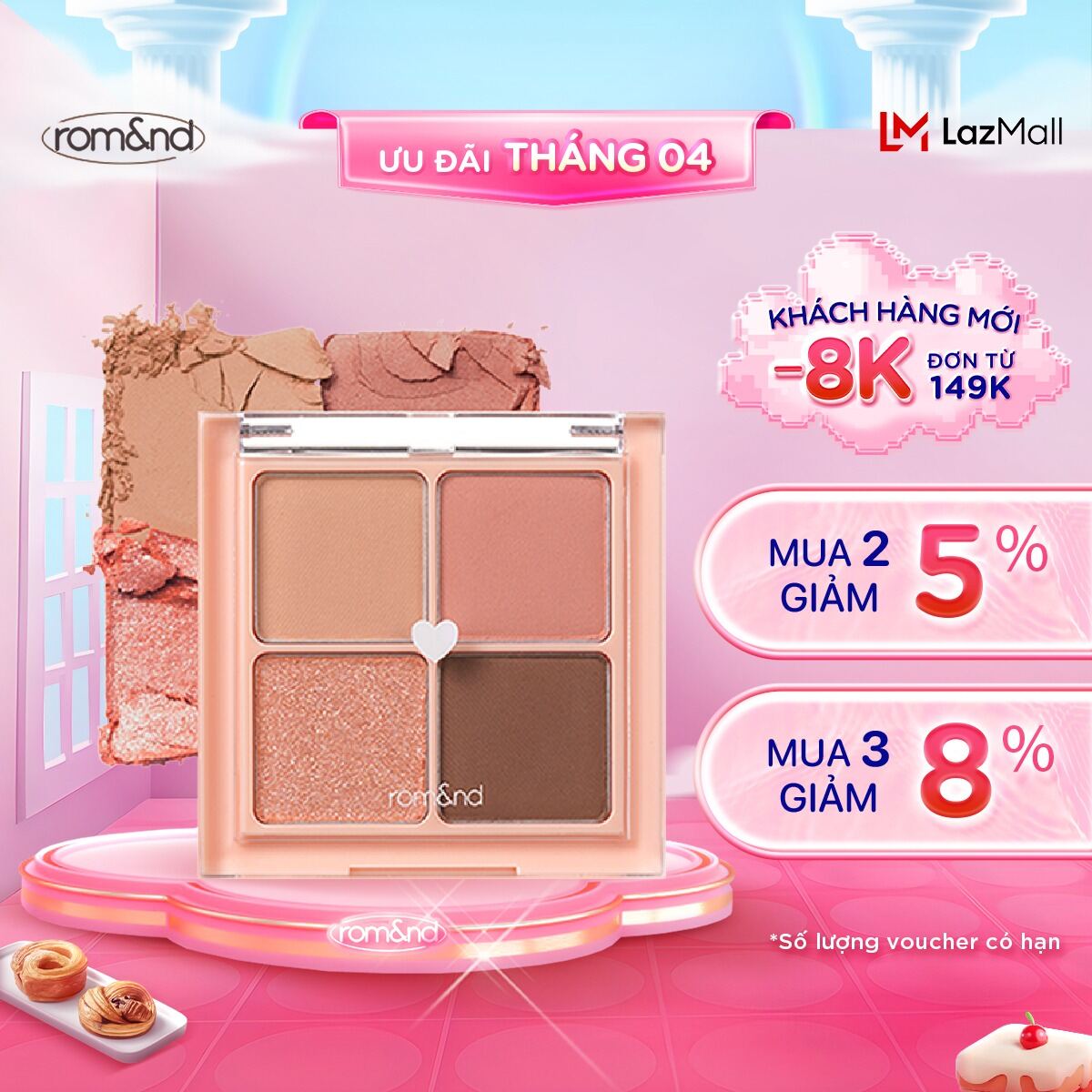 [Rom&nd] Bảng màu mắt lấp lánh 4 ô Hàn Quốc Romand Better Than Eyes 6.5g