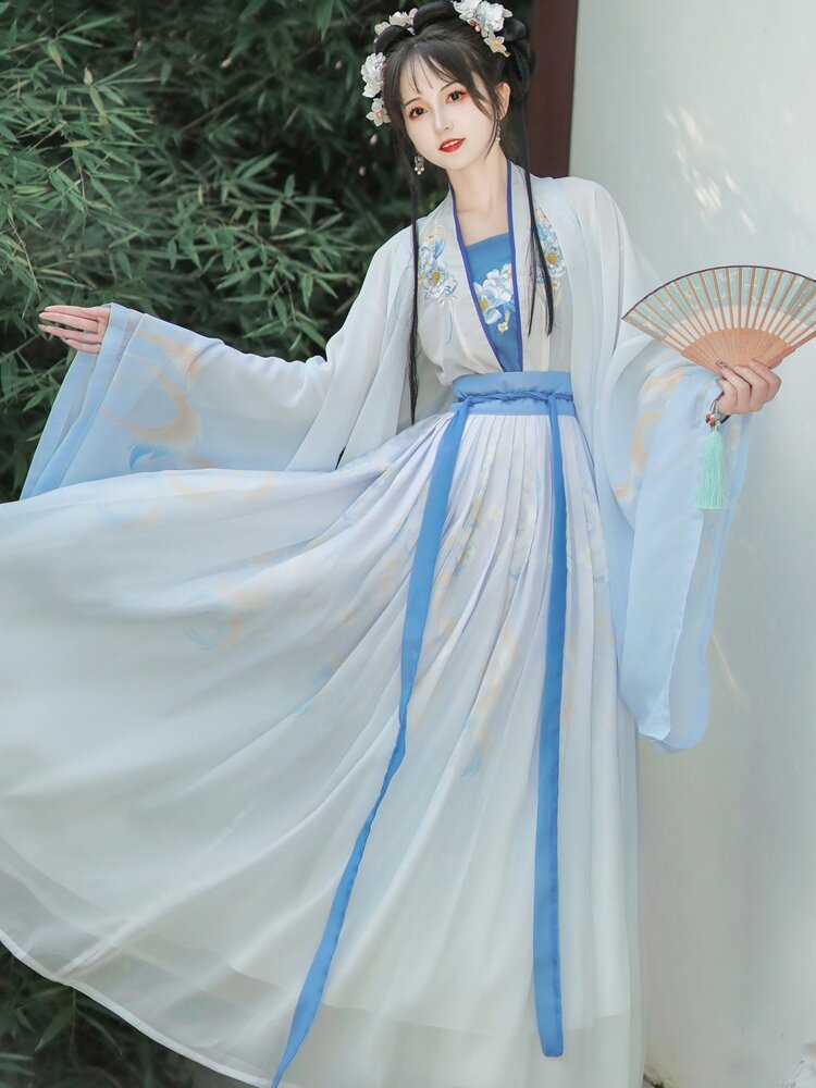 Váy Xếp Ly Hanfu Cổ Trang Cho Nữ, Váy Xếp Ly Một Mảnh Thêu Công Phu, Váy Hanfu Thường Ngày, Váy Hanfu Phong Cách Cổ Điển