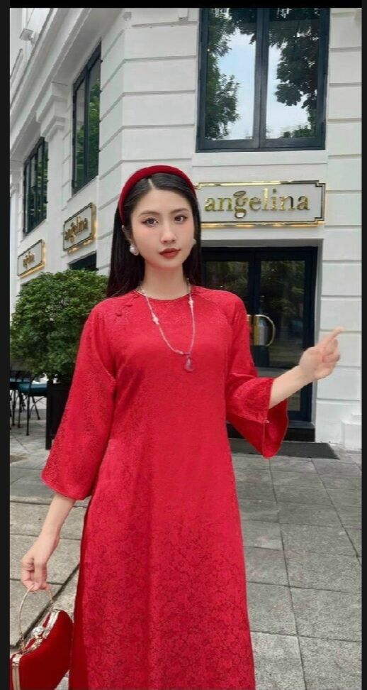 Áo dài gấm tơ suông mặc tết (chỉ áo)