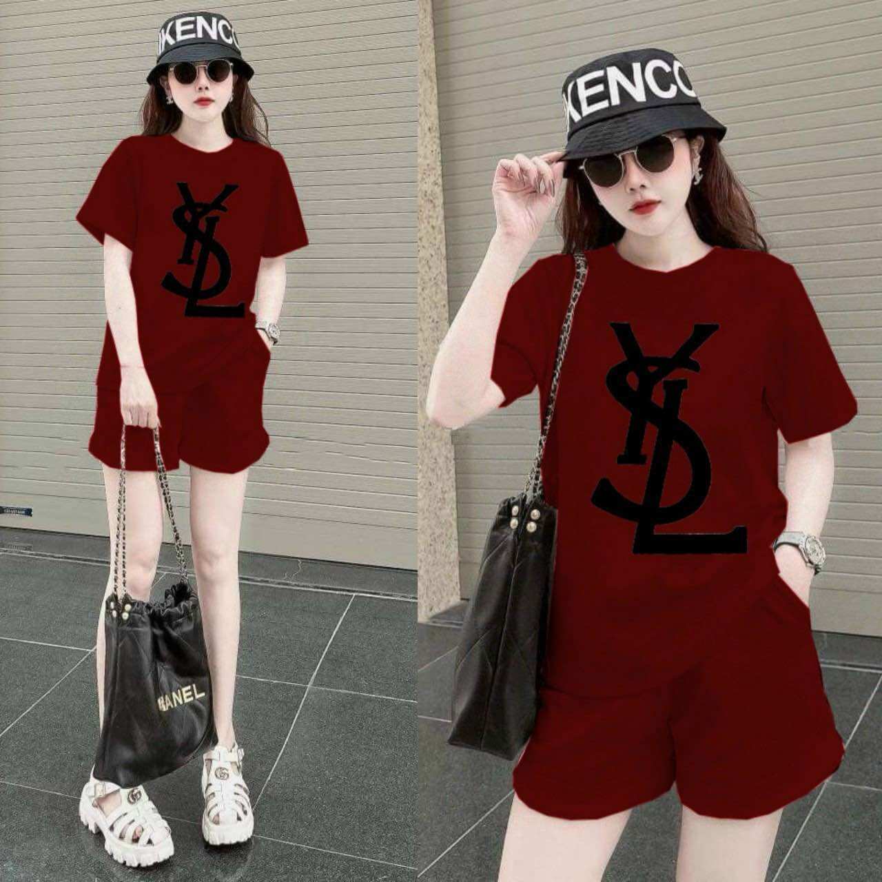 SÉT BỘ NỮ SHORT COTTON THÊU LOGO CAO CẤP