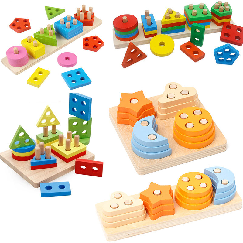 Montessori Đồ Chơi Giáo Dục Bằng Gỗ Cho Trẻ Em 1-2y Hình Dạng Bé Khối Phân Loại Màu Sắc Xếp Hình Cho Bé Lớn Hình Học Xếp Hình Đồ Chơi Đề Nghị Cho động Vật Chủ Đề Thiên Nhiên