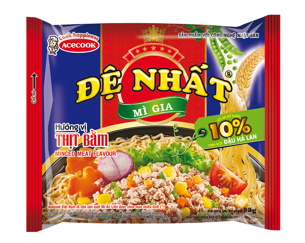 Combo 4 gói mì Đệ Nhất thịt bằm Acecook gói 83gr