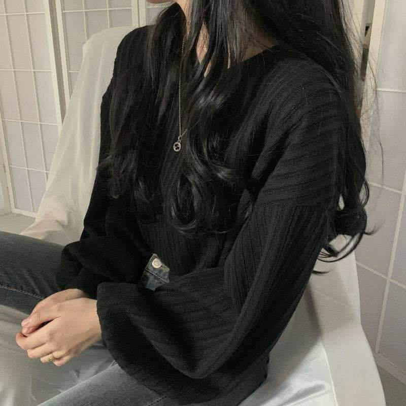 Áo Len gân cổ tim nữ tay dài