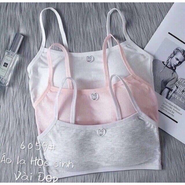 Set 3 áo bra học sinh cotton tăm 2 dây có đệm ngực loại đẹp