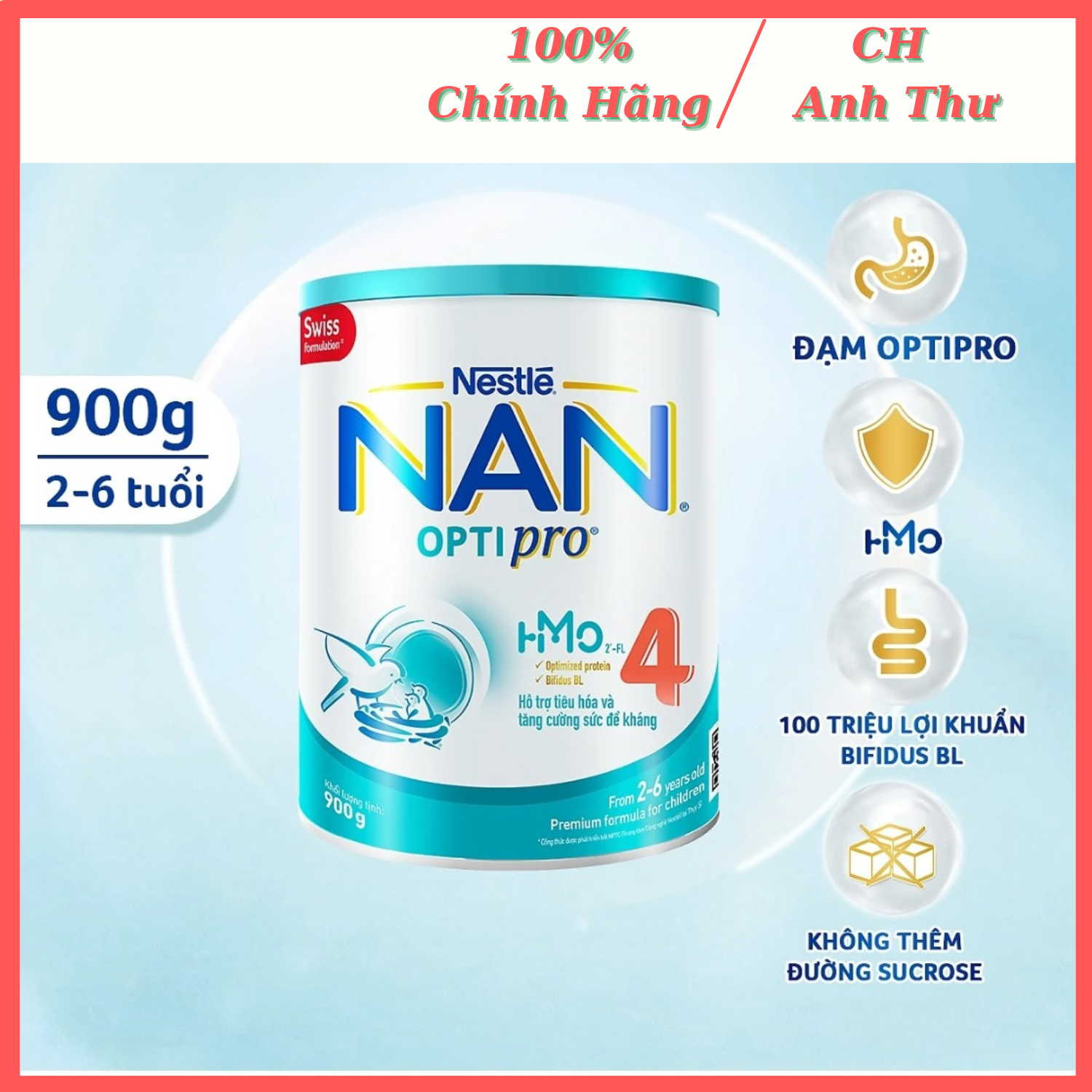 Date Mới Nan 4 - Sữa Bột Nestle NAN Optipro 4 HM-O 900g 2-6 tuổi