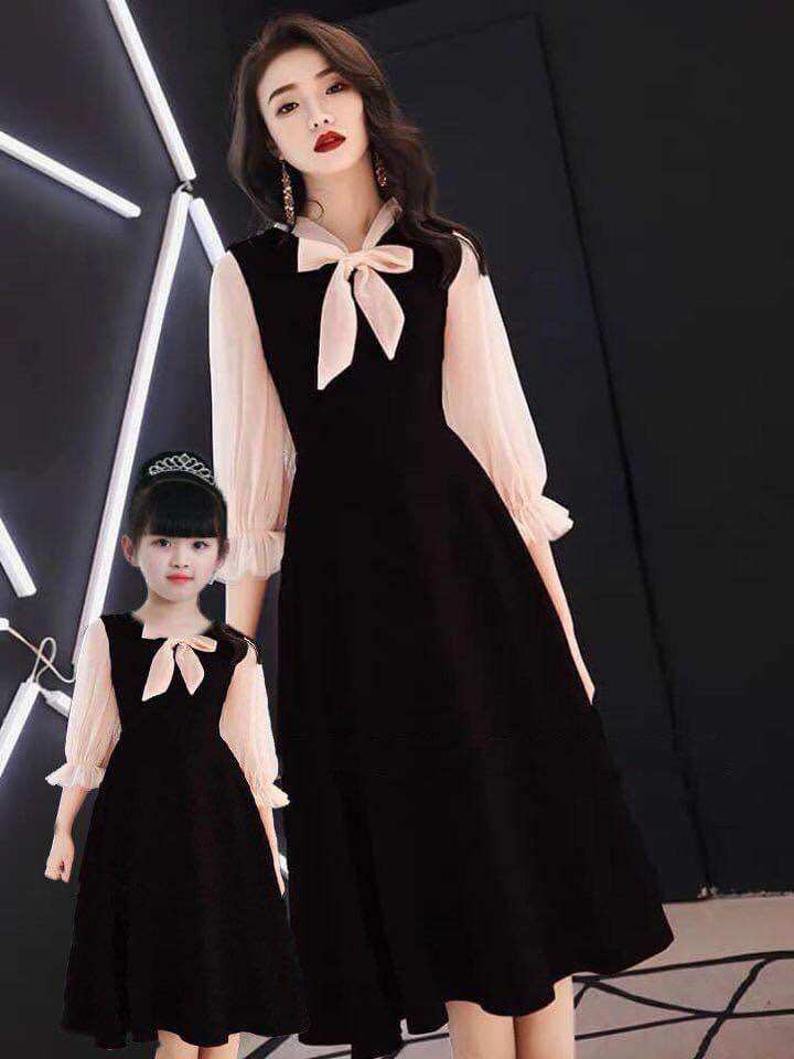 Đầm Nude Đỏ/ Nude Đen đủ size Mẹ & Bé (có bán lẻ)