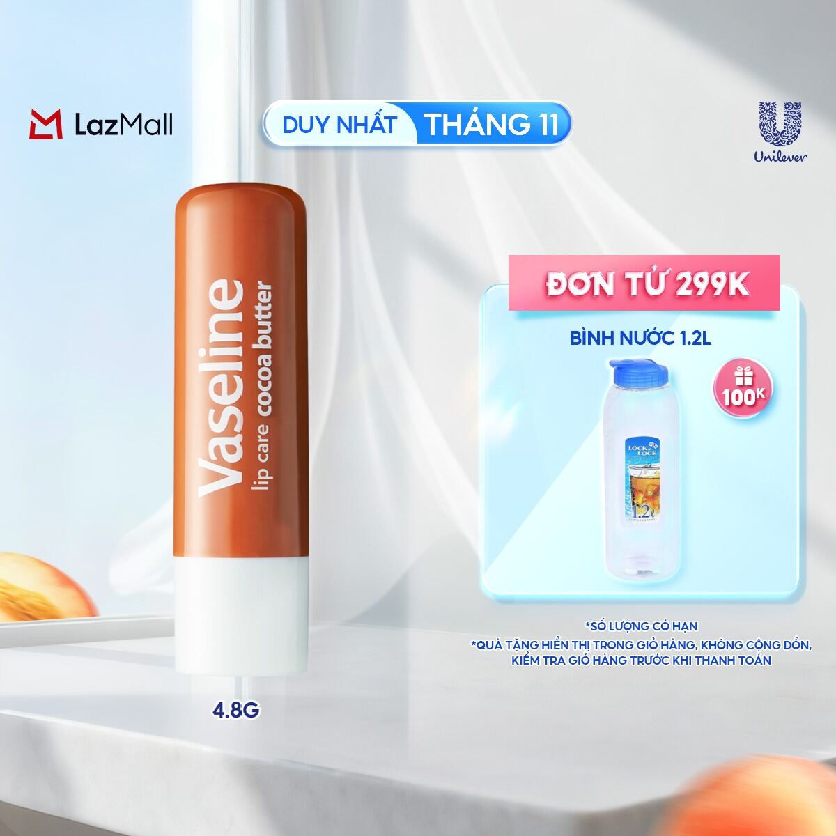 Son dưỡng môi Vaseline Lip Care Bơ Cacao dạng thỏi 4.8g