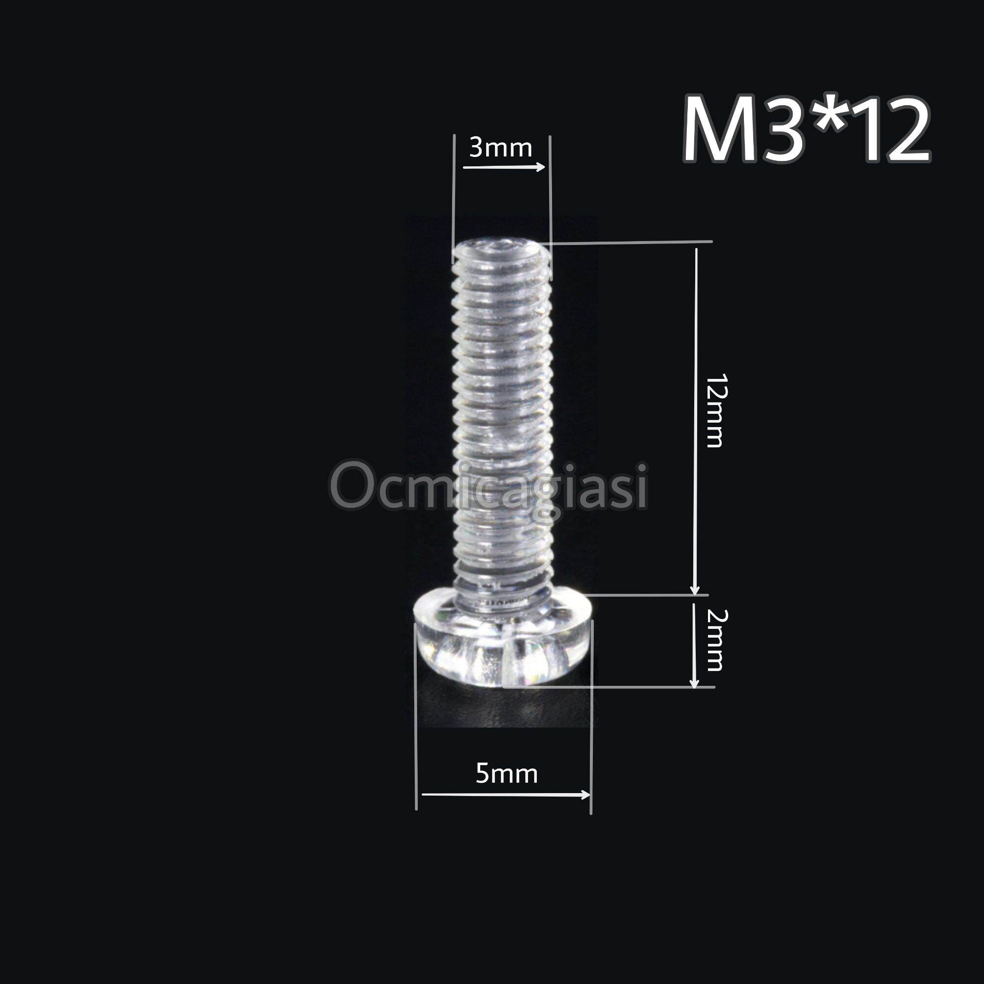 Combo 50 ốc mica, pc M3*12 vặn vít trong suốt