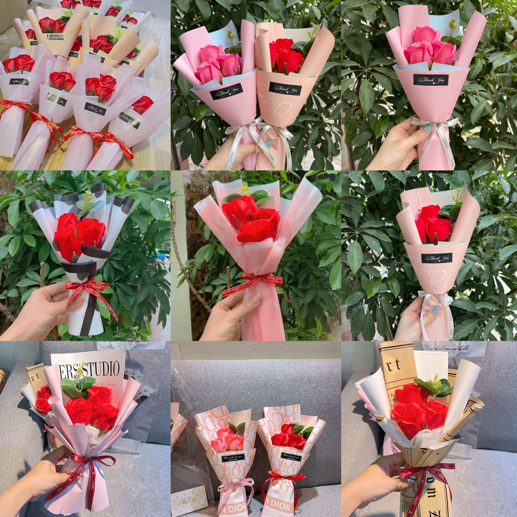 Hoa sáp bó 3 bông siêu đáng yêu ( đặt tối thiểu 2 bó mỗi đơn )