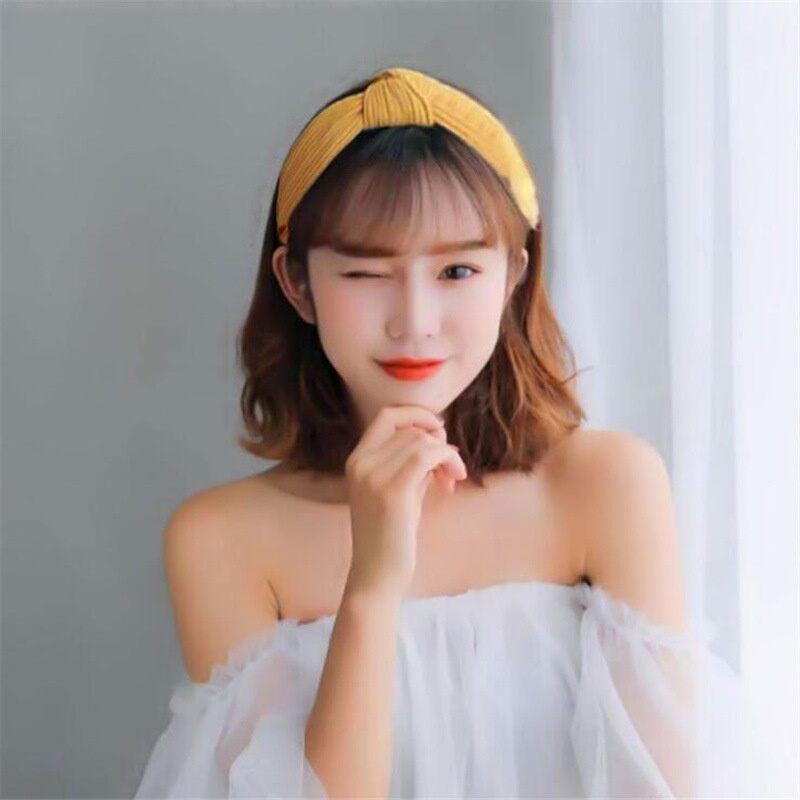 Tóc giả mái thưa kèm cài băng đô len thun M016