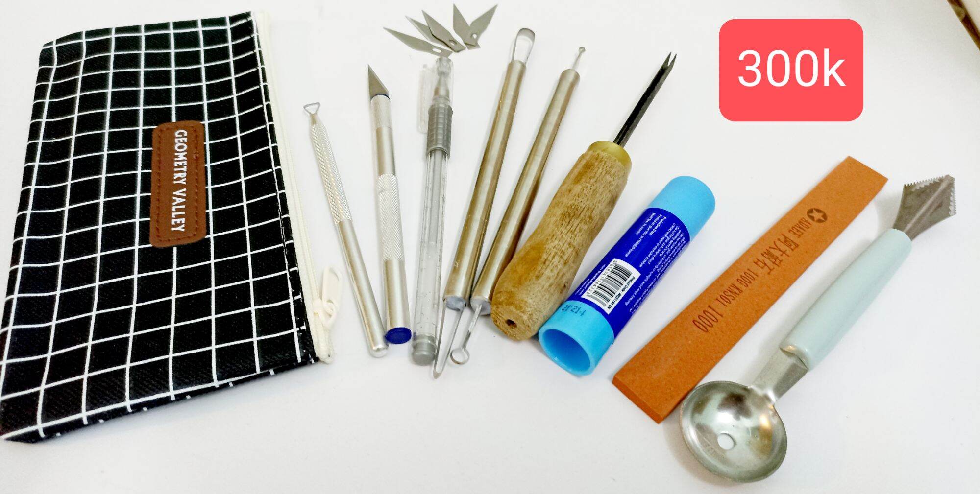 dao khắc dưa hấu nghệ thuật,bộ tỉa thú( móc inox)
