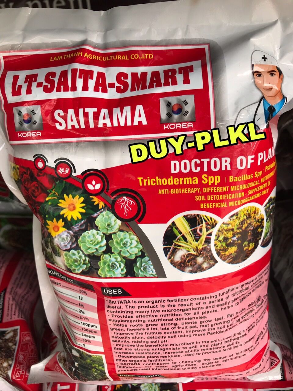 Phân Bón Hữu Cơ Vi Sinh Saitama Jb Bacteria Túi 1 Kg. phân hữu cơ vi sinh chuyên dùng cho các loại senda, xương rồng, và cây cảnh.