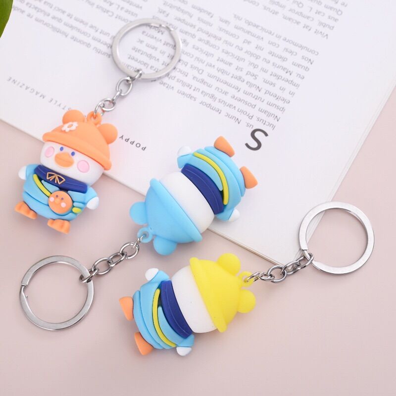 Móc khoá vịt đeo cặp đội nón