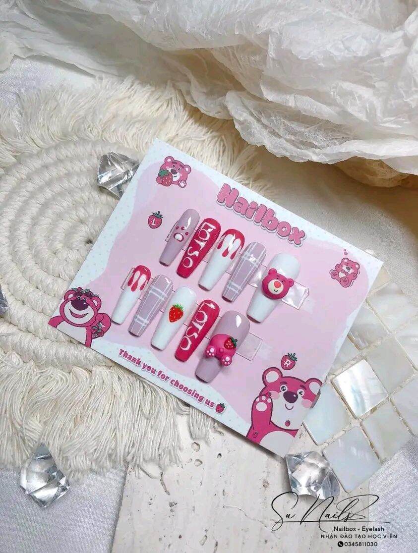 Nailbox thiết kế mẫu Gấu dâu - mã9