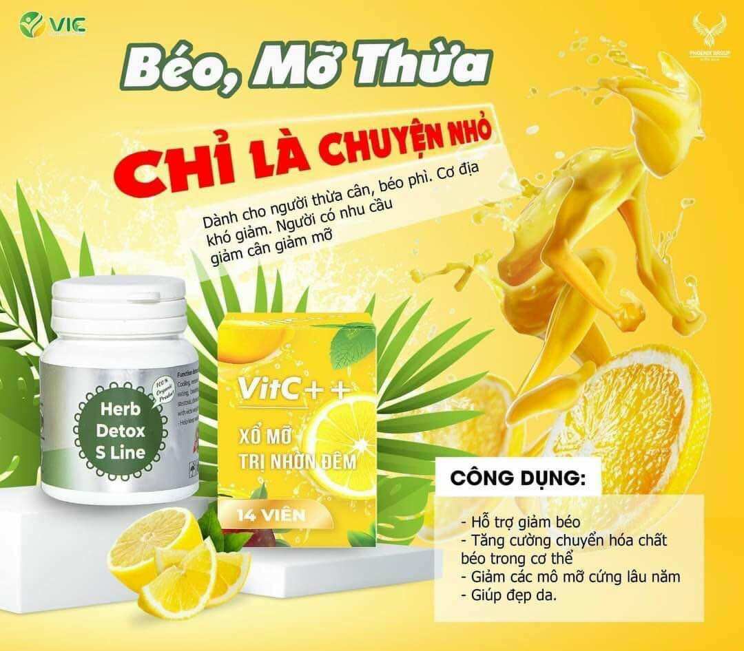 Viên detox xổ mỡ bụng xiết eo vitc ++