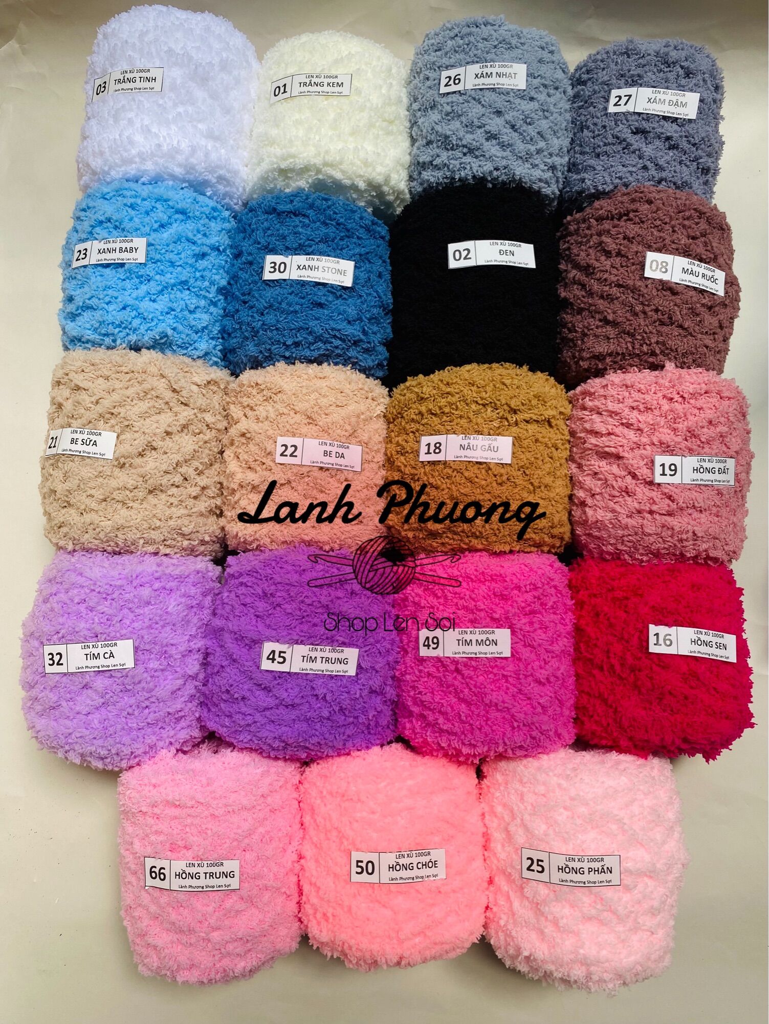 Len Bông Xù Siêu Mềm Mịn Cuộn 100g