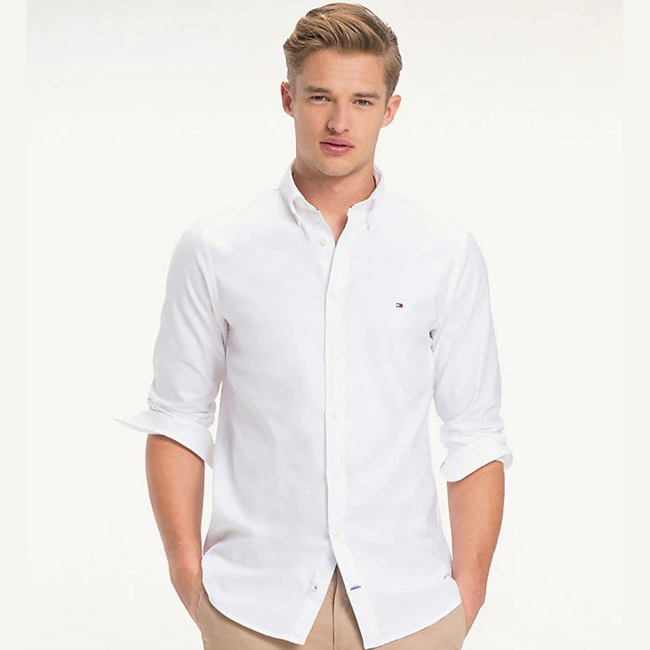 TOMMY HILFIGER  - Áo Sơ Mi Nam Tay Dài Core Stretch Slim Oxford Shirt MW0MW03745100