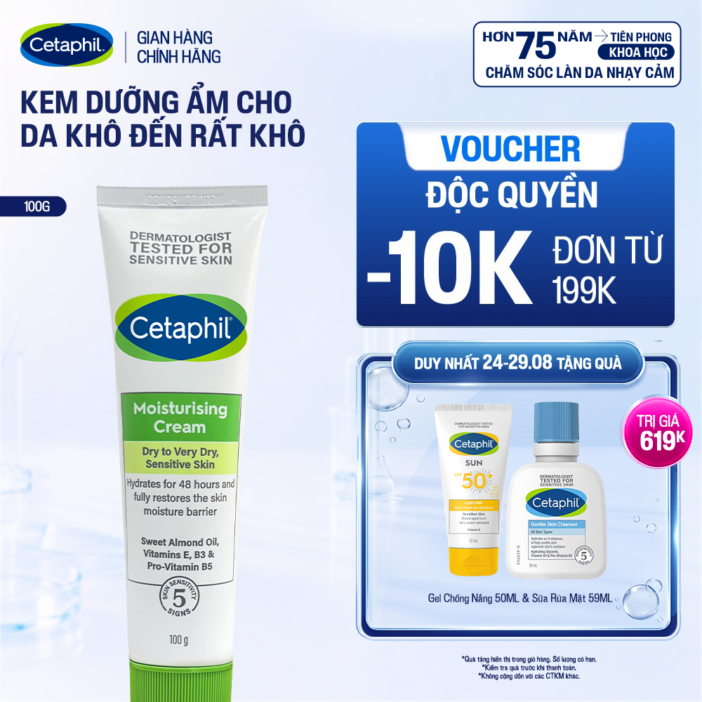 Kem dưỡng ẩm cho da nhạy cảm Cetaphil Moisturizing Cream 100g