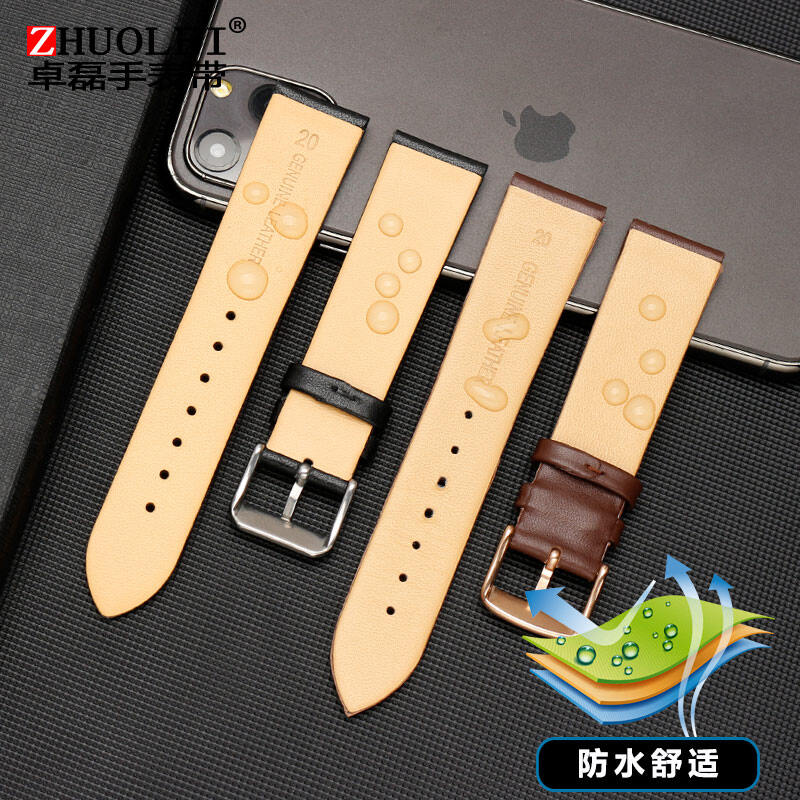 Dây đồng hồ đeo tay da thật mềm mại siêu mỏng phù hợp với cặp đôi nam nữ da bò mido yibo tianwang ck dw 18 20mm 4