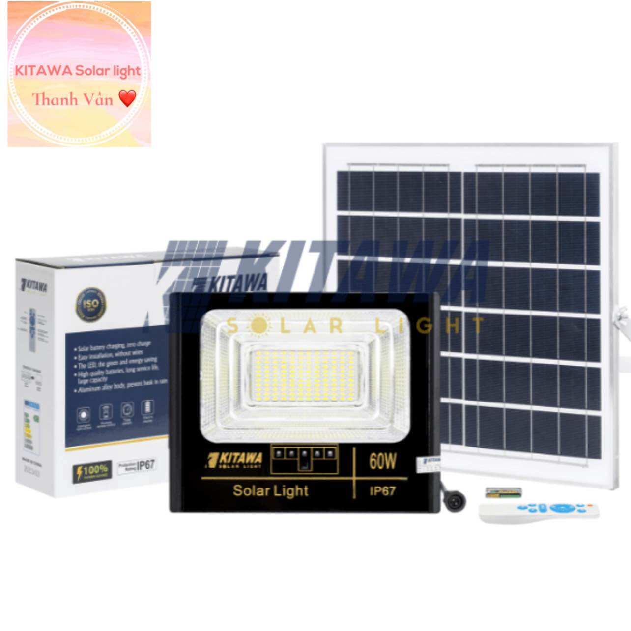 [60W] Đèn Pha Năng Lượng Mặt Trời Kitawa 60W IP67 DP160