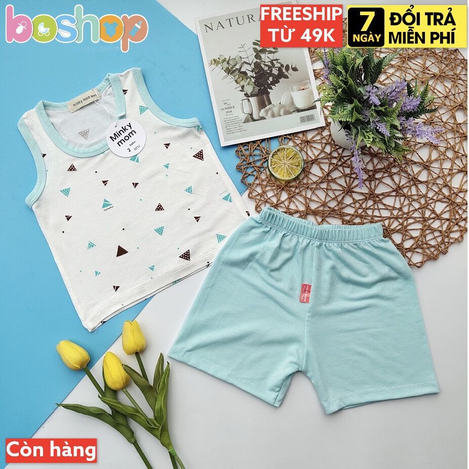 Bộ quần áo ba lỗ thun lạnh siêu thấm mồ hôi cho bé 5-11kg