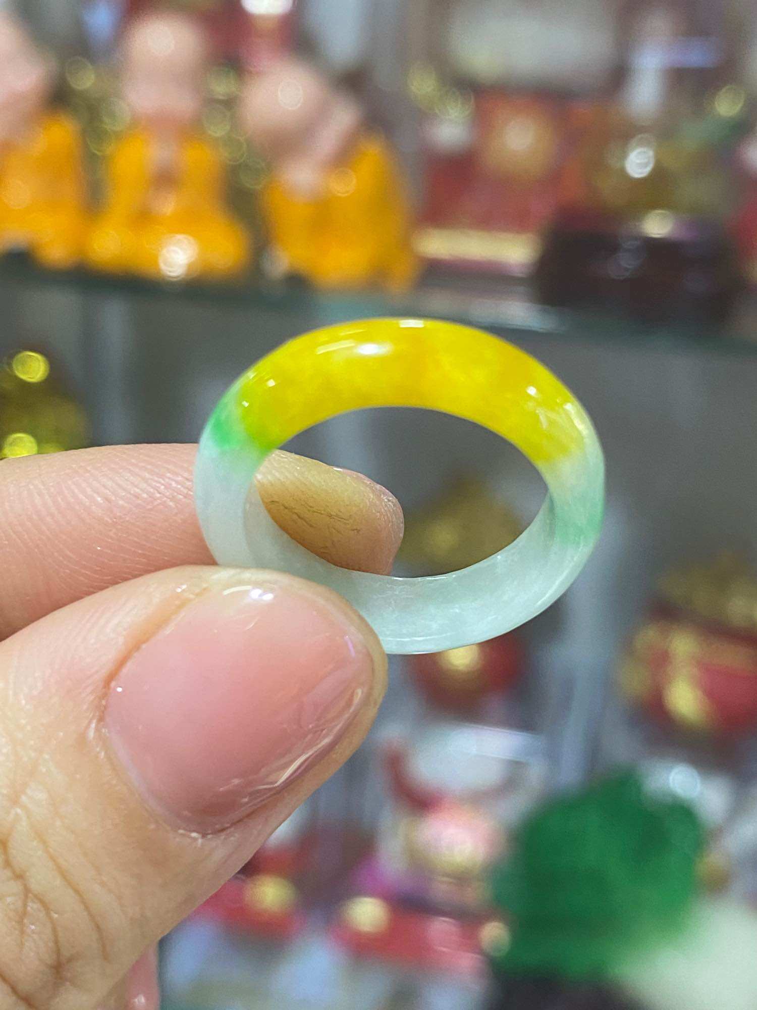 Nhẫn đá cẩm thạch đá 3 màu phú quý