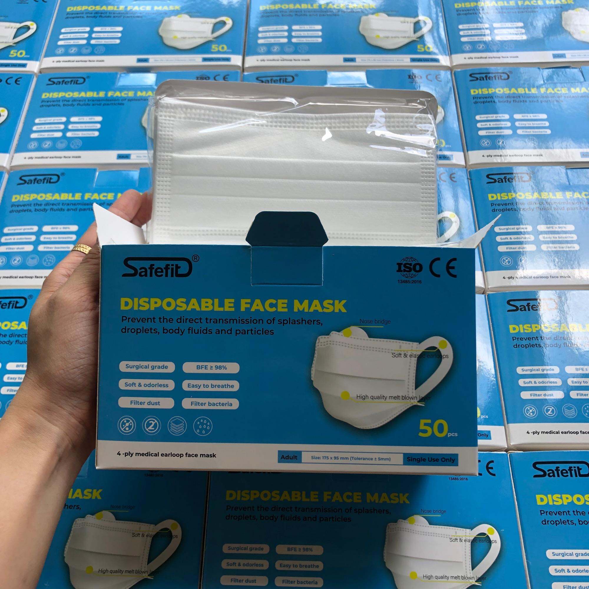 [Quai Mềm Không Đau Tai] Hộp 50 Khẩu Trang 4 lớp Safefit Cao Cấp Xuất Khẩu