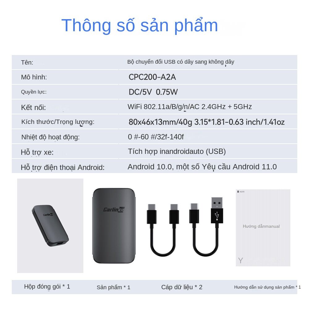 2023 carlinkit android auto không dây adapter thông minh ai hộp cắm và chơi bluetooth wifi kết nối tự động cho có dây android tự động xe ô tô