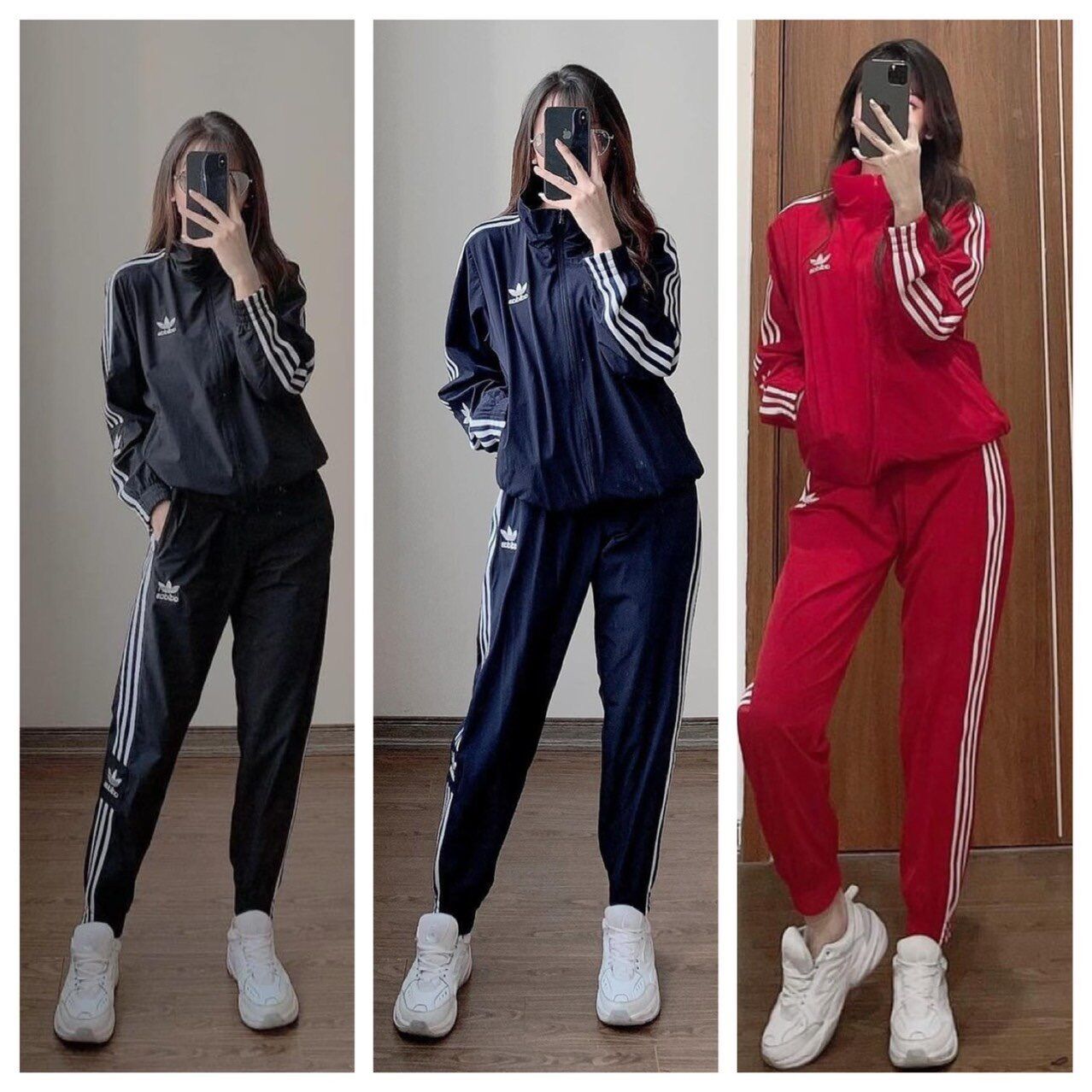 Set bộ das gió thể thao 3 sọc cho nữ