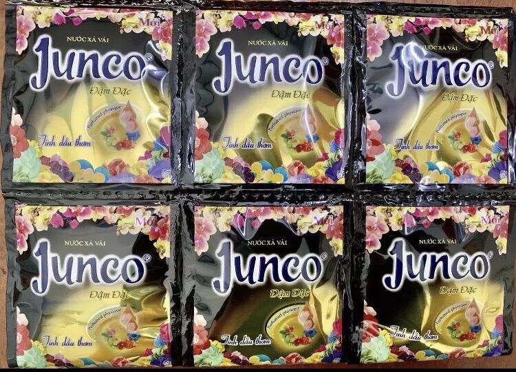 Nước xả vải Junco đậm đặc ( combo 10 dây- 100 gói ) - màu xanh dương.