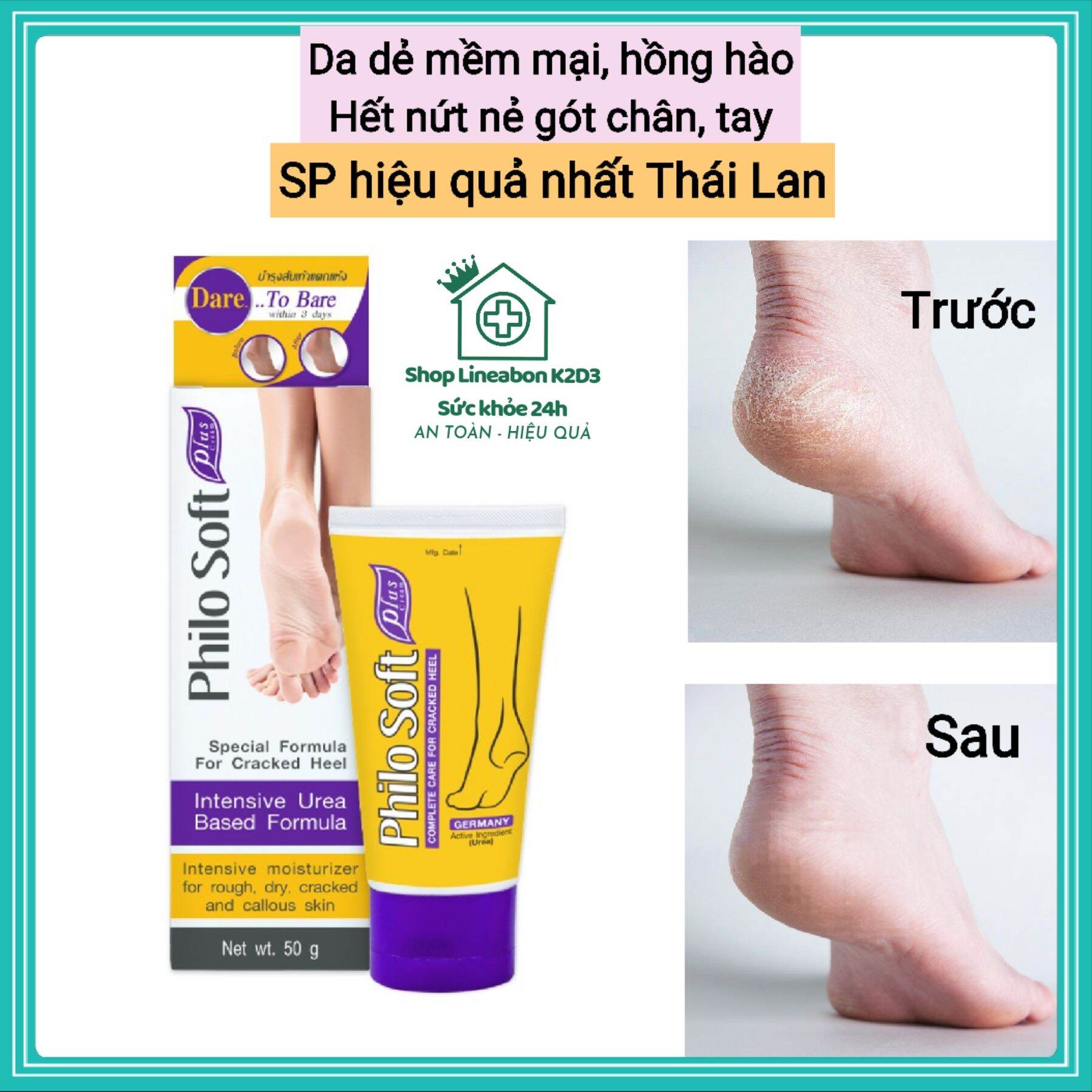 Kem thoa nứt gót chân hôi chân, da khô Philo Soft Plus Cream Thái Lan 50g