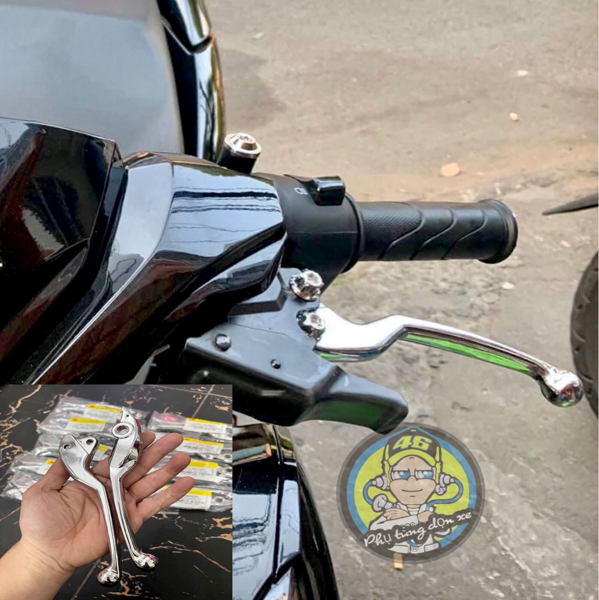 Tay thắng vario click xi inox hàng malay