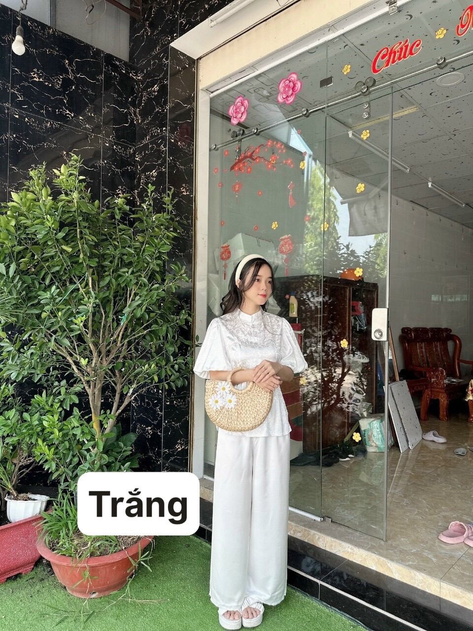 Đồ lam đi chùa _ Mẫu Gấm Tay Phồng ( vãi gấm )
