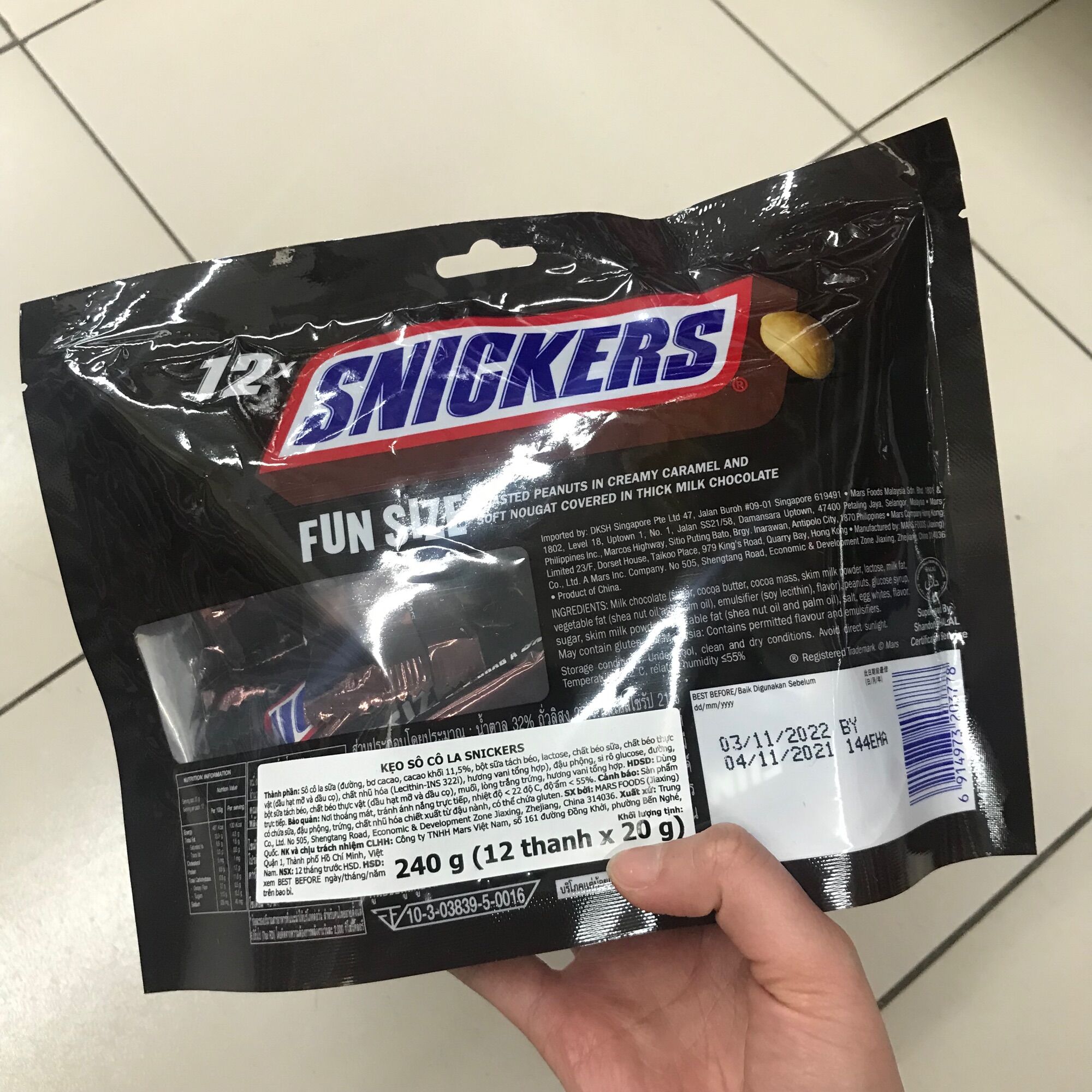 Kẹo Socola Snickers Fun Size Túi 240g HSD 2025