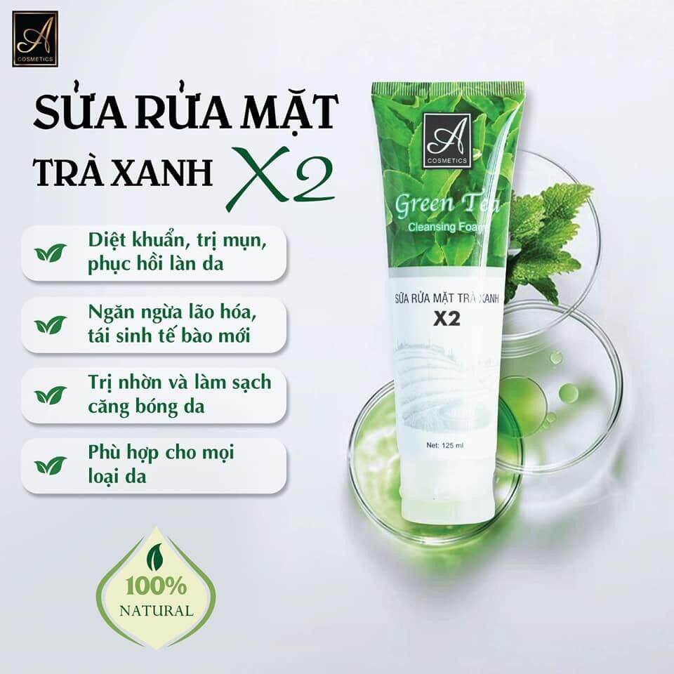Sữa rửa mặt trà xanh X2 A COMESTIC chính hãng sale giá rẻ