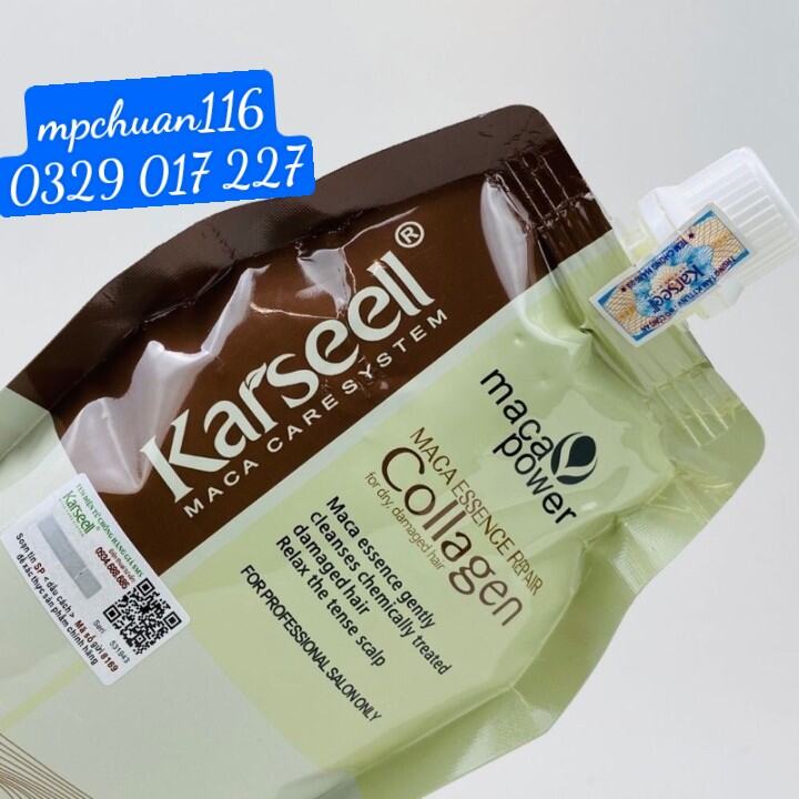 Kem Karseell Maca Power 500ml hấp ủ xả tóc collagen phục hồi tóc khô xơ hư tổn